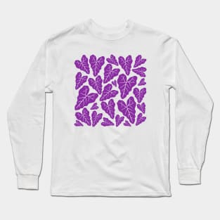 Purple veiny heart shaped plant leaves pattern Long Sleeve T-Shirt